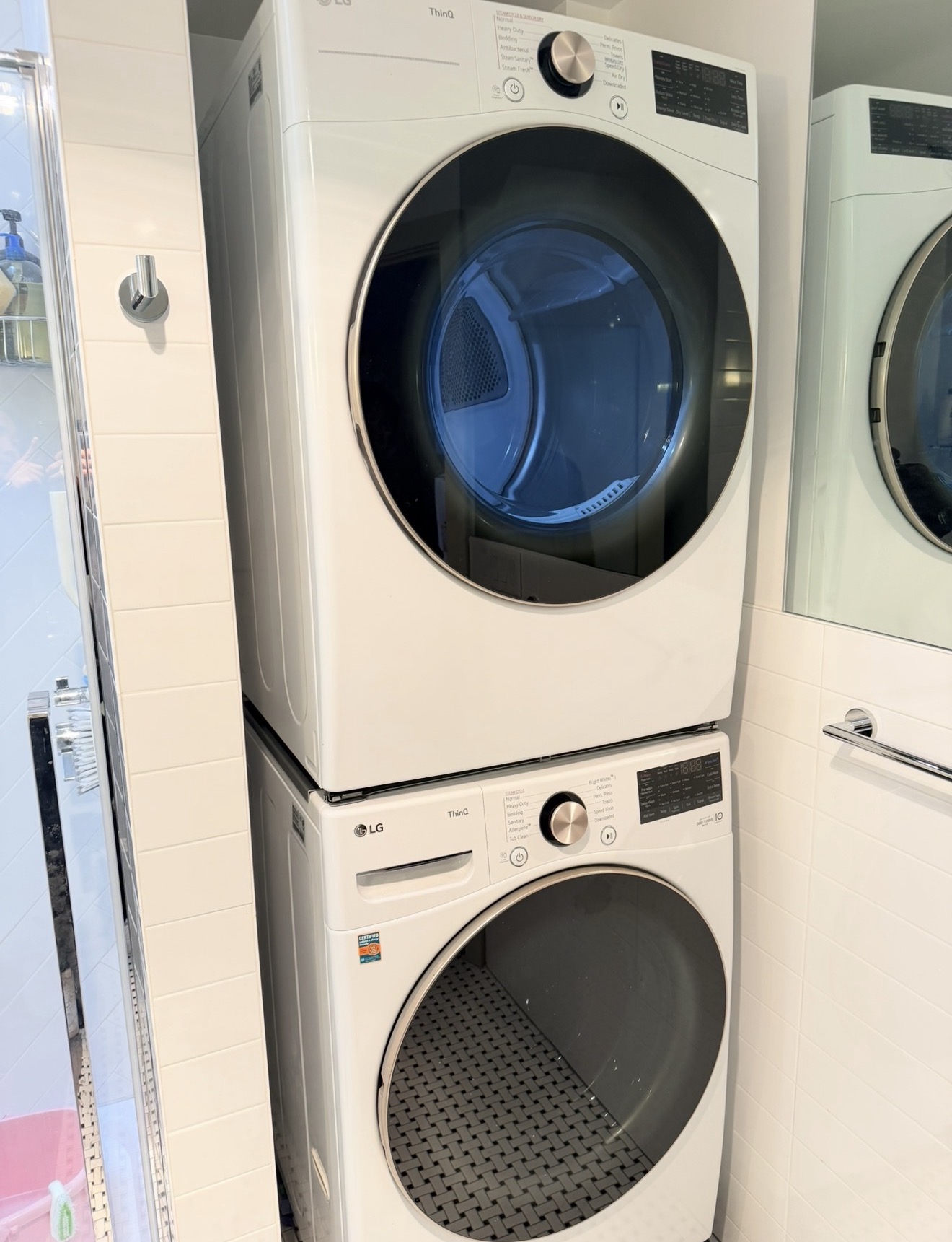 LG ThinQ stacked washer dryer WM4000HWA repaired by Premier Appliance Repair New Springville