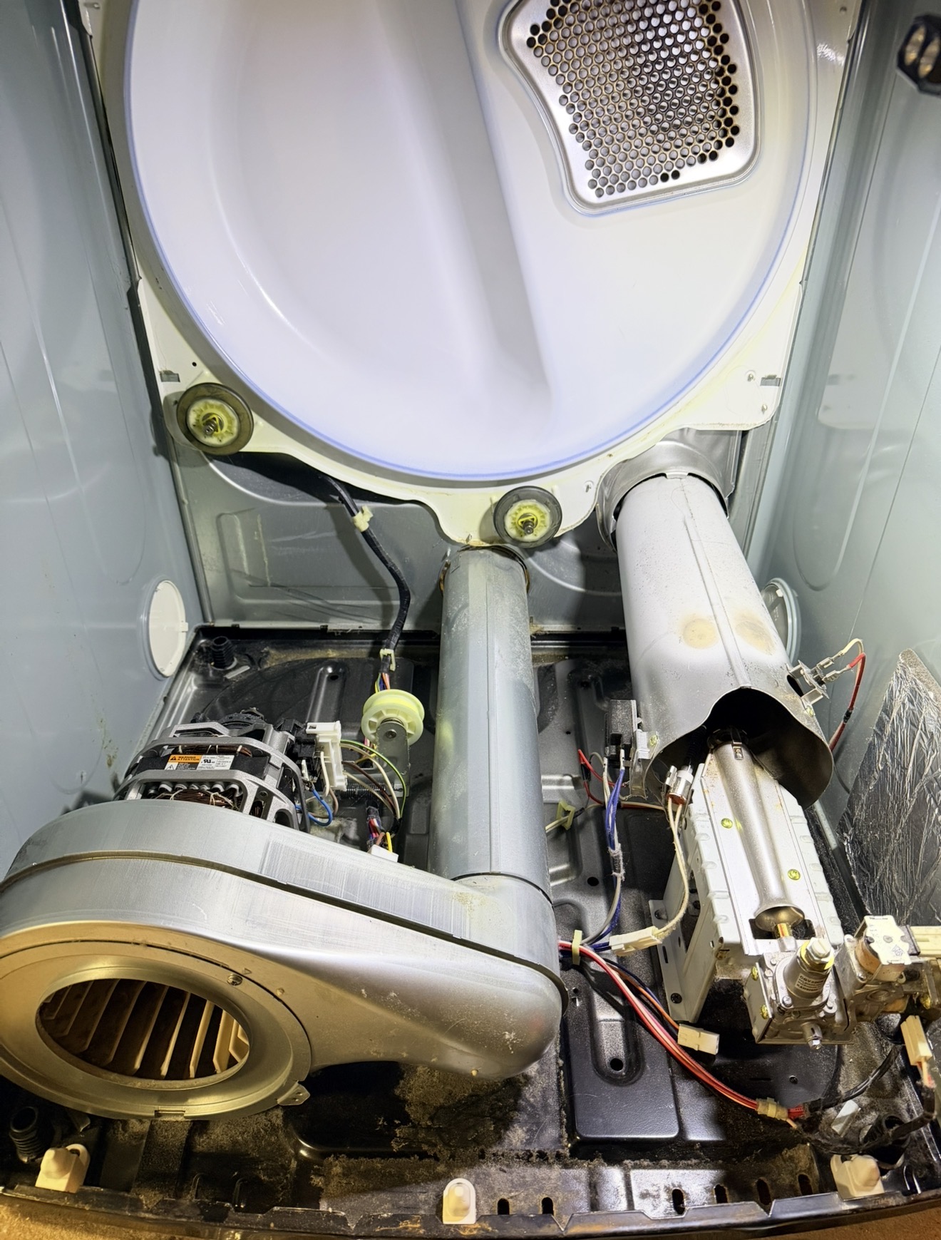 Samsung dryer internal components — heating assembly and thermal fuse location during inspection Tottenville Staten Island 10307